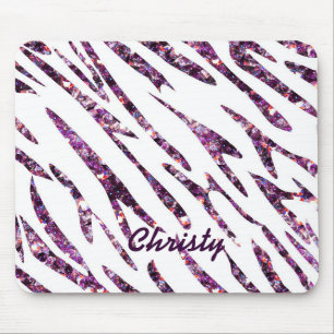 Lila rosa Zebra Print Glitzer Mouse Pad Mousepad