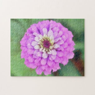 Lila Rosa Zinnia Blume Art Puzzle