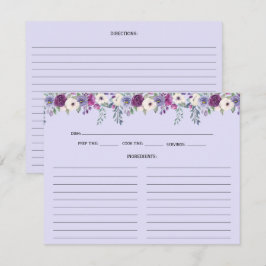 Lila rosafarbene, florale Rezeptorkarten