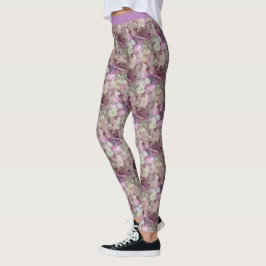Lila, rosafarbene Hydrangea-Blume - Blumenkohl Leggings
