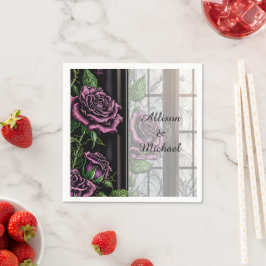 Lila Rose am Fenster - gotischer Stil Serviette