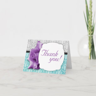 Lila Rose Aquamarin Damask Custom Dankeschön Karte