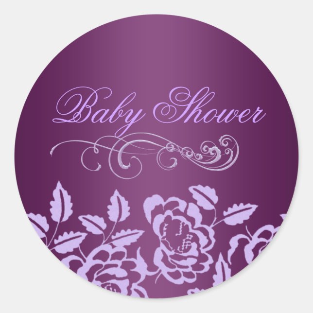 Lila Rose Babydusche Aufkleber/Siegel Runder Aufkleber (Vorderseite)