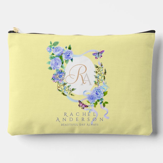Lila Rose-Band-Monogramm-Bag Zubehörtasche (Vorderseite)