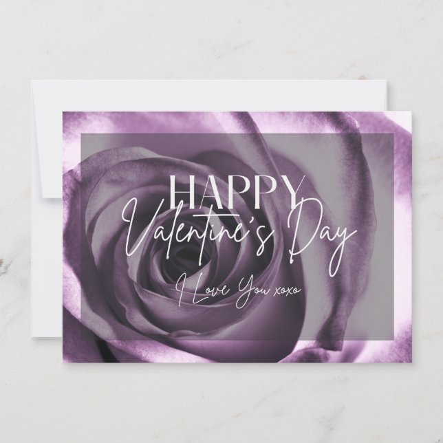 Lila Rose Blossom Happy Valentine Day Card Einladung (Vorderseite)