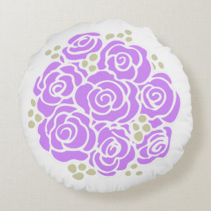 Lila Rose Blume Bouquet Rundkissen Rundes Kissen