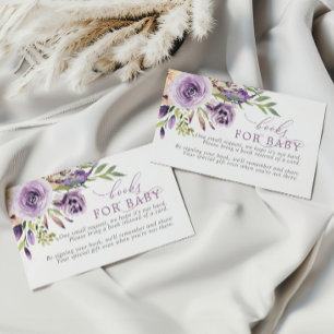 Lila Rose Blumenbuch für Babyverpackungskarte Begleitkarte