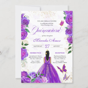 Lila Rose Blumenschmetterling Mariposa Quinceanera Einladung