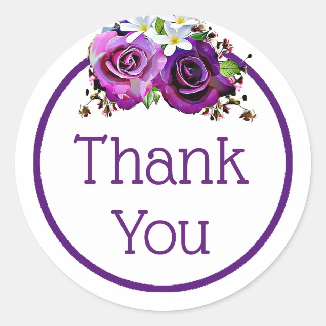 Lila Rose Blumenschmuck Danke Stickers (Vorderseite)
