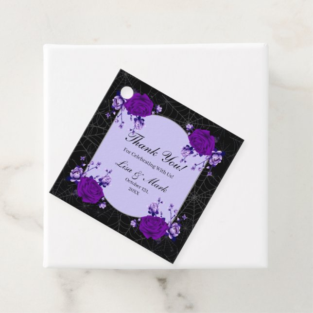 Lila Rose Blumenspinne Hochzeit im Herbst Geschenkanhänger (Beispiel)