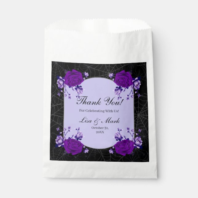 Lila Rose Blumenspinne Hochzeit im Herbst Geschenktütchen (Vorderseite)