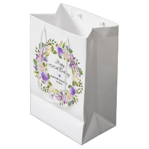 Lila Rose Blumenstrauß Rustikaler Kranz 100. Gebur Mittlere Geschenktüte
