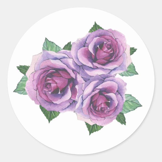 Lila Rose Bouquet Blumenbeete Runder Aufkleber (Vorderseite)