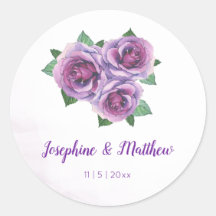 Lila Rose Bouquet Wasserfarbe Hochzeitskleber