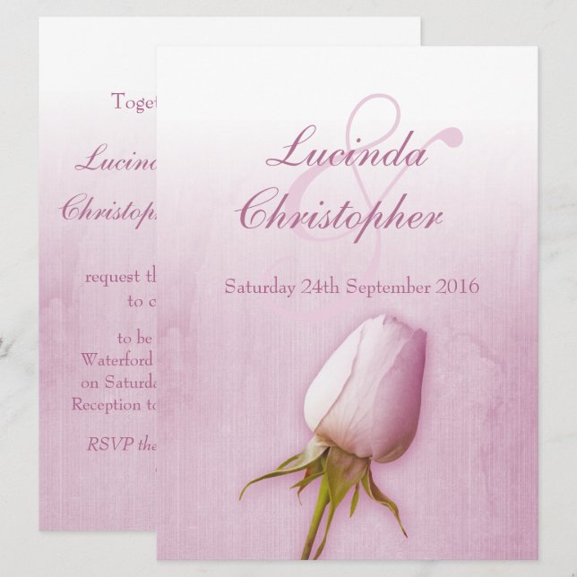 Lila Rose bud lilac Hochzeit große Einladung (Vorne/Hinten)