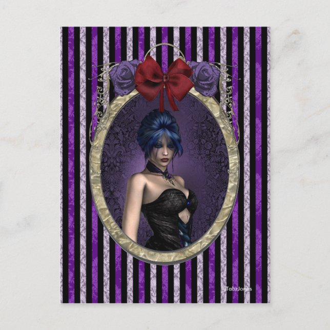 Lila Rose Cameo Goth Steampunk Pinup Postkarte (Vorderseite)