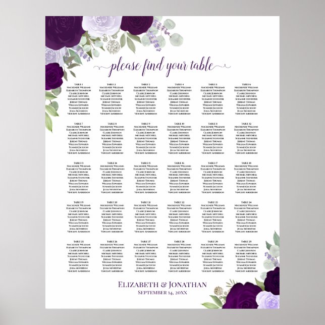 Lila Rose Chic 30 Tafelübersicht Poster (Vorne)