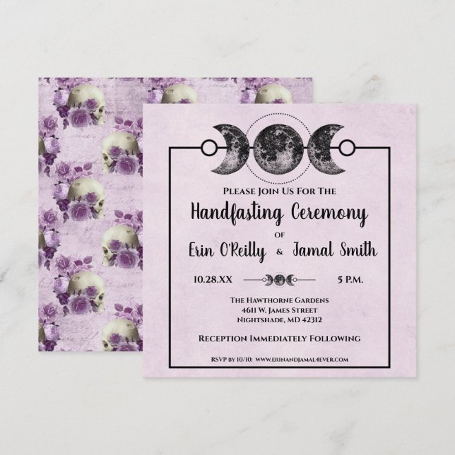Lila Rose, die Wicca Wedding Moon behandeln Einladung (Vorne/Hinten)