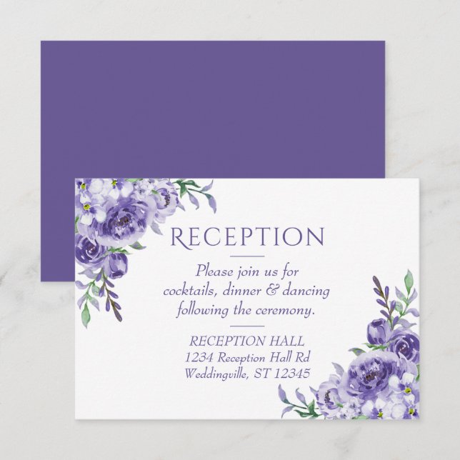 Lila Rose | Einschließung eines eleganten, florale RSVP Karte (Vorne/Hinten)