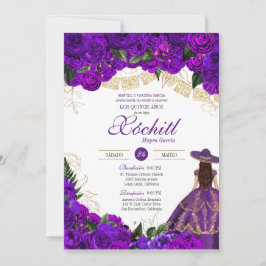 Lila Rose Elegante Emerald Charro Quinceanera Einladung