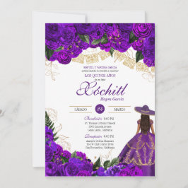 Lila Rose Elegante Emerald Charro Quinceanera Einladung