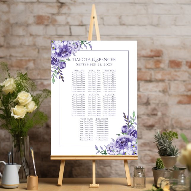 Lila Rose | Elegante, florale 10 Top-Sitzplakette Poster (Von Creator hochgeladen)