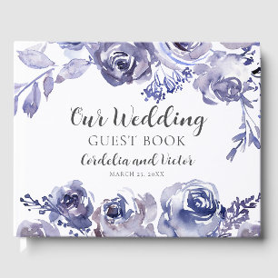 Lila Rose Eleganter Personalisierter Garten Hochze Gästebuch