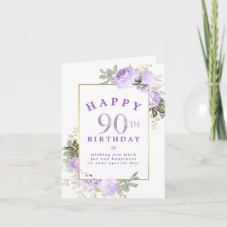 Lila Rose Floral Gold 90. Geburtstag Einladung
