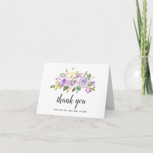 Lila Rose Floral Wedding Foto Vielen Dank Dankeskarte