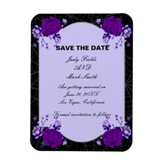 Lila Rose florale Spiderweb Wedding Save the Date Magnet (Vertikal)