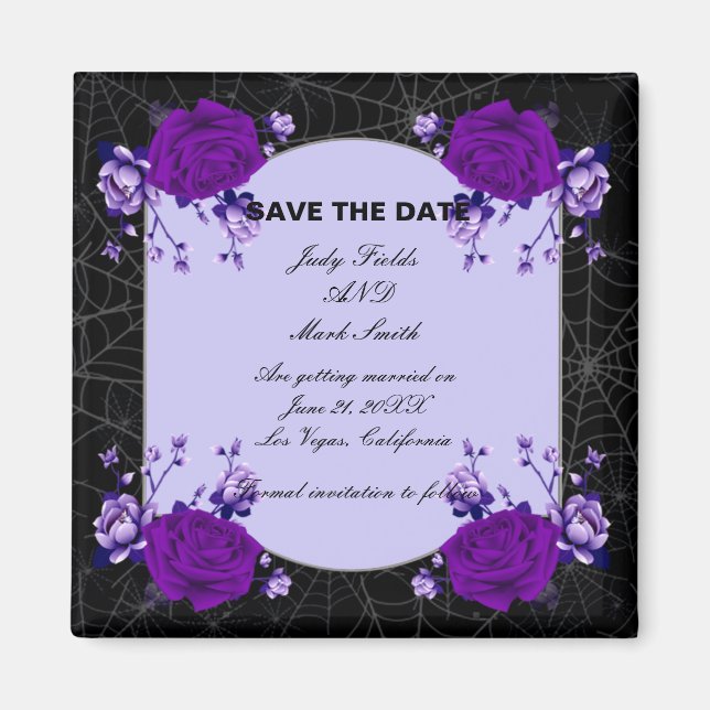 Lila Rose florale Spiderweb Wedding Save the Date Magnet (Vorne)