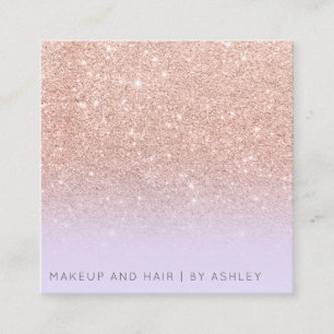 Lila Rose Gold Glitzer ombre Make-beruflich Quadratische Visitenkarte