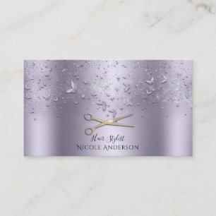 Lila Rose Gold Schmetterlinge Scheren Stylist Visitenkarte