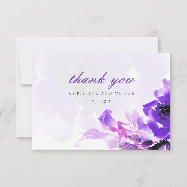 Lila Rose Hochzeit Dankeschön Karte (Vorderseite)