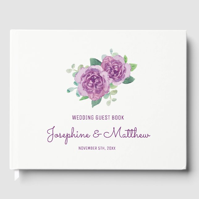 Lila Rose Hochzeit Gästebuch (Vorderseite)
