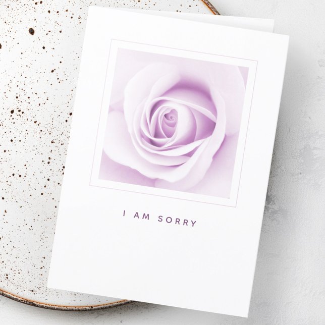 Lila Rose Ich bedauere Entschuldigung gefaltet Karte (Purple rose I am sorry apology folded Card)