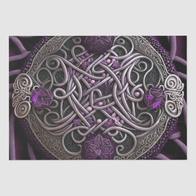 Lila Rose Keltisches Knotpapier Seidenpapier (Vorderseite)
