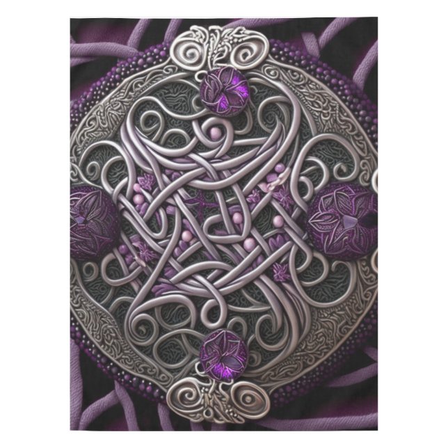 Lila Rose Keltisches Knotpapier Tischdecke (Vorderseite)