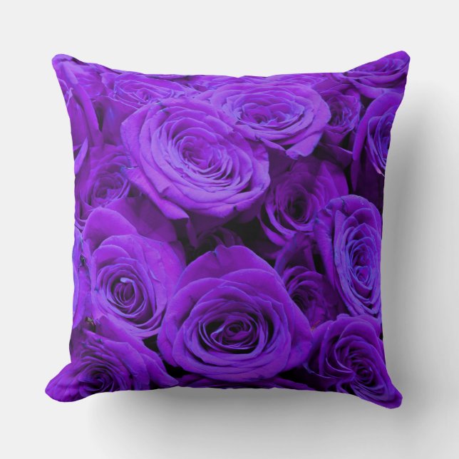 Lila Rose, lebhafte lila Blumen Kissen (Vorderseite)