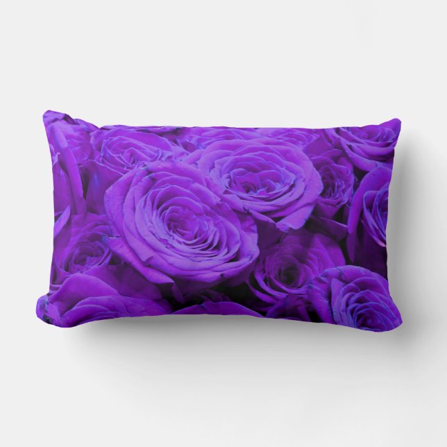 Lila Rose, lebhafte lila Blumen Lendenkissen (Vorderseite)