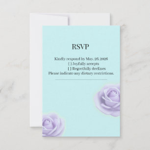 Lila Rose mit blauer Hochzeits-RSVP RSVP Karte