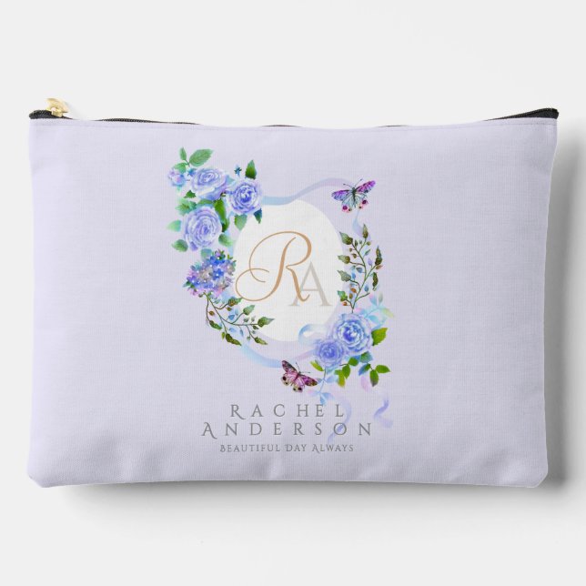 Lila Rose-Multigram-Druckknopfbeutel Zubehörtasche (Vorderseite)