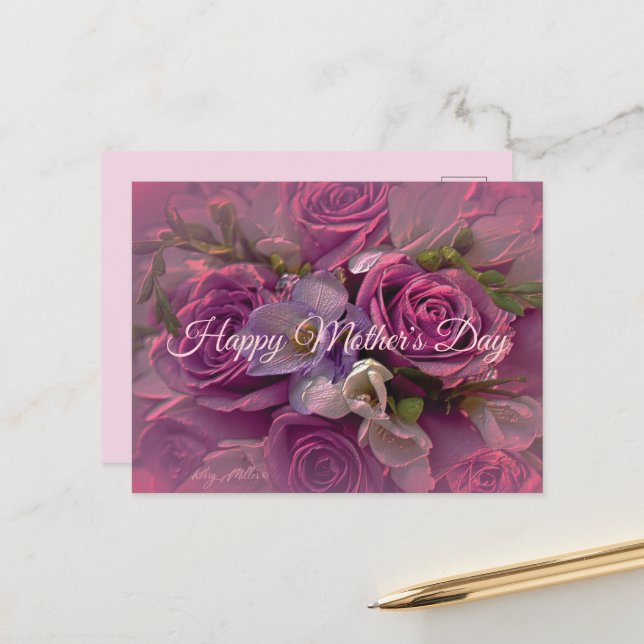 Lila Rose Muttertag Postkarte (Vorderseite/Rückseite Beispiel)