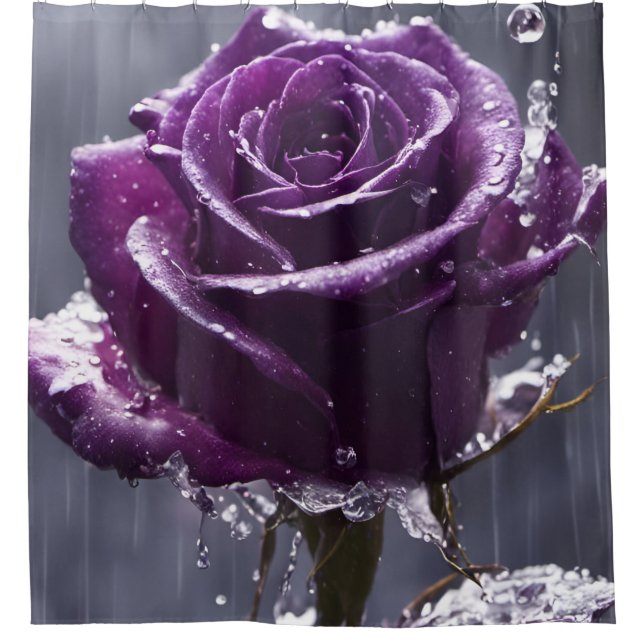 "Lila Rose nach Regen" Duschvorhang (Vorderseite)