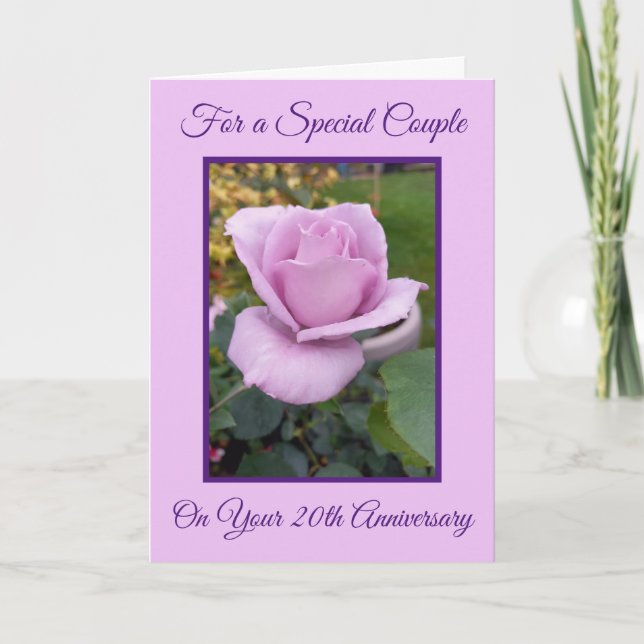 Lila Rose Personalisiert 20. Hochzeitstag Karte (Vorderseite)