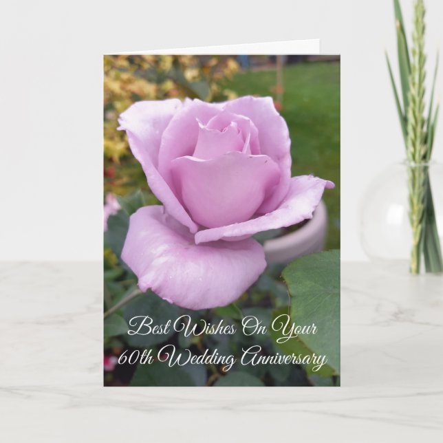 Lila Rose Personalisiert 60. Hochzeitstag Karte (Vorderseite)