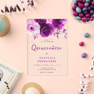 Lila Rose Quinceanera Party Acryleinladungen