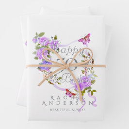 Lila Rose Ribbon Geburtstag Cooler Geschenkpapier Set