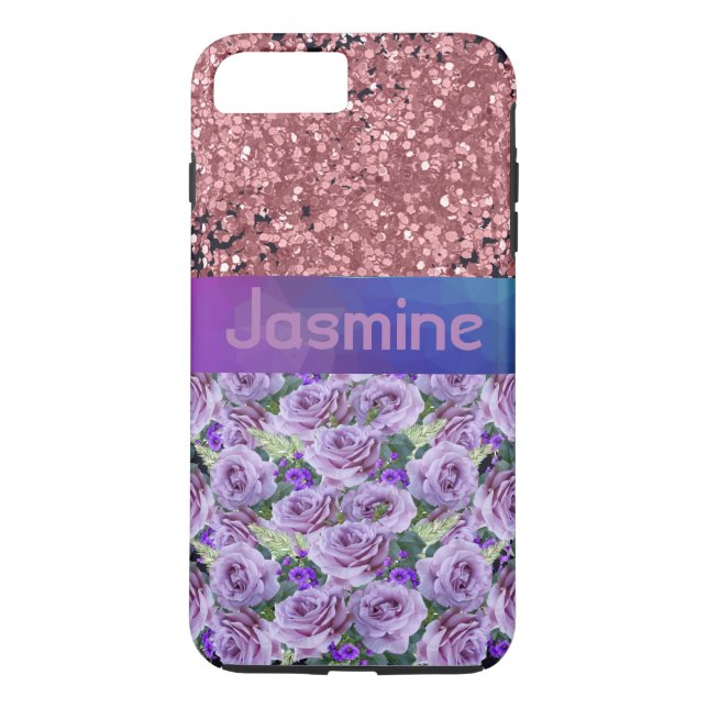 Lila Rose Rosa Glitzer Glitzern Case-Mate iPhone Hülle (Rückseite)