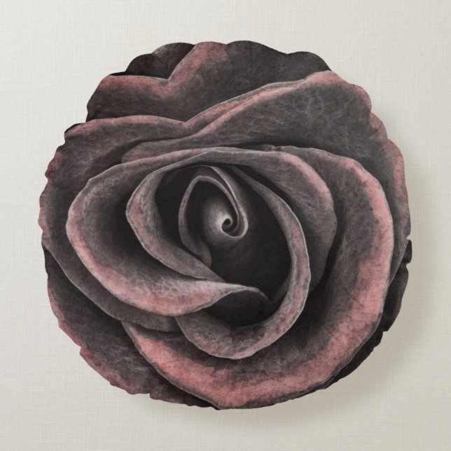 Lila Rose Rundes Kissen (Vorderseite)
